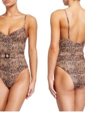 We wore what Snakeskin Print One-Piece Swimsuit with Belt